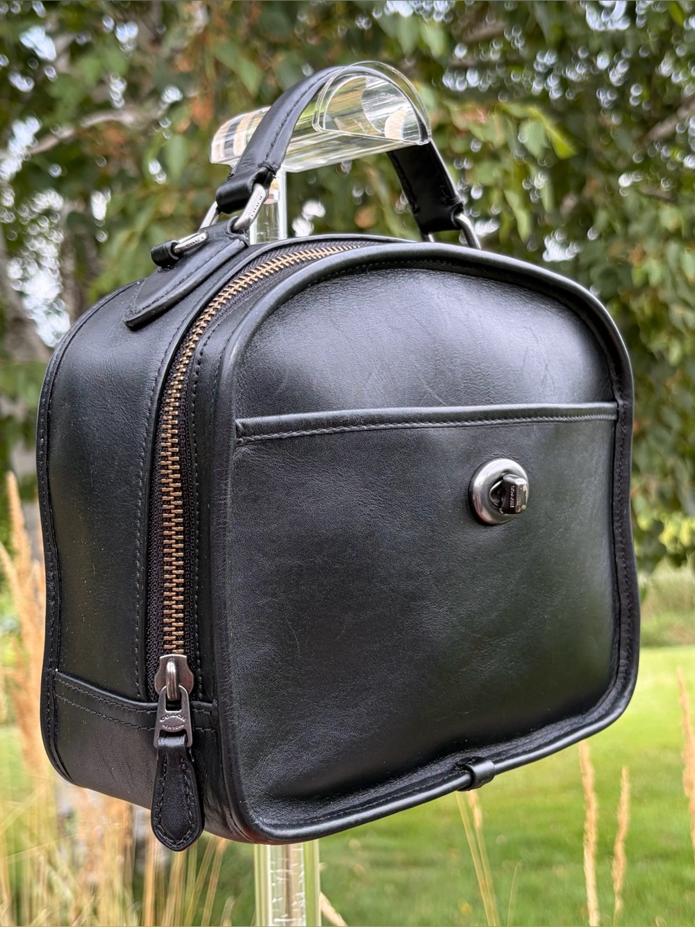 Coach Archive Retro Lunch Pail Black Leather Top handle Crossbody F11785 - Picture 16 of 17